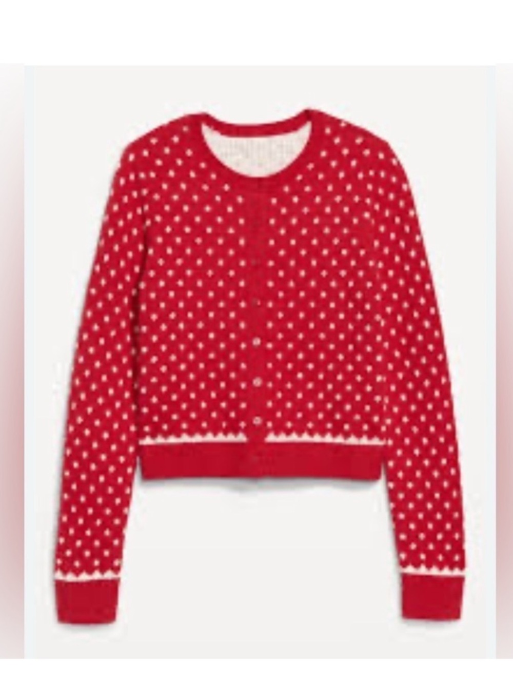 Old Navy | SoSoft Red White Heart Fair Isle Cardigan Sweater